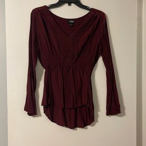 Maroon Long Sleeve Blouse